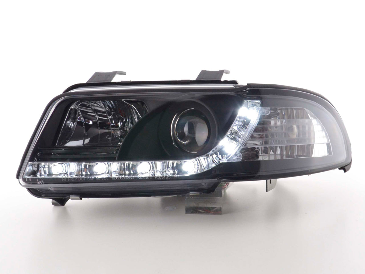 Scheinwerfer Set Daylight LED Tagfahrlicht Audi A4 B5 8D 99-01 schwarz Scheinwerfer Set Daylight LED Tagfahrlicht Audi A4 B5 8D 99-01 schwarz